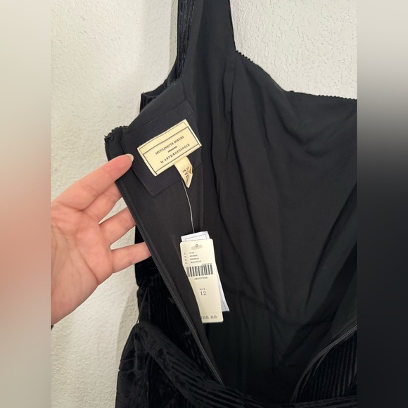 Anthropologie Moulinette Soeurs Noir Velvet Burnout Wide Leg Jumpsuit 12 NEW - Picture 9 of 10